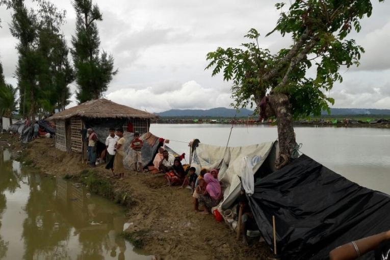 Un campement de fortune de Rohingya s'étant réfugiés au Bangladesh pour fuir les violences l’État de Rakhine au Myanmar. Madeleine Kingston/MSF