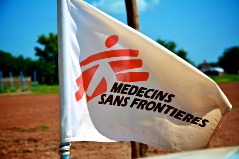 Vue d'un drapeau MSF à l'hôpital d'Agok au Soudan du Sud