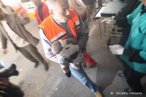Arrivée de blessés à l'hôpital Al Shifa, Gaza ville.
