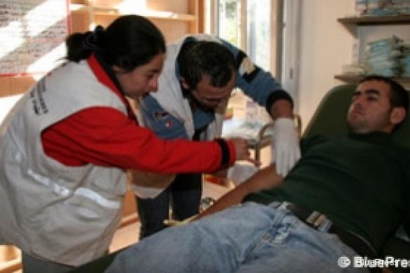 Cécile Barbou, coordinatrice médicale MSF à Gaza, en consultation.