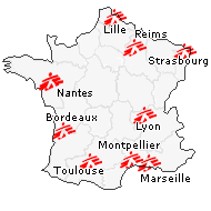Carte des antennes régionales de MSF en France