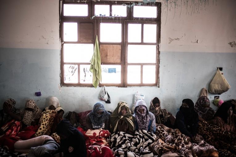 Un centre de détention dans la région de Tripoli. Libye, 2017.