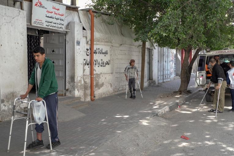 Vue extérieure de la clinique MSF de Gaza City. Février 2019