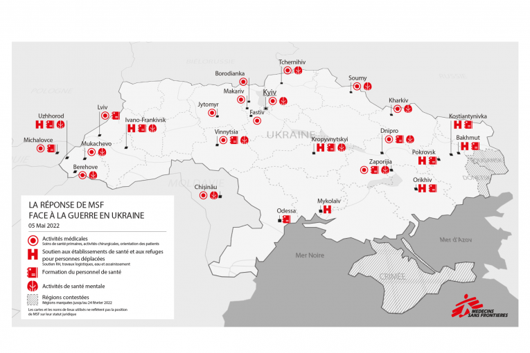 Carte des activités de MSF - Mai 2022