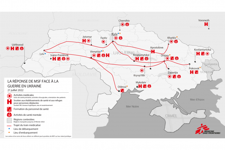 Carte des activités de MSF - Juillet 2022