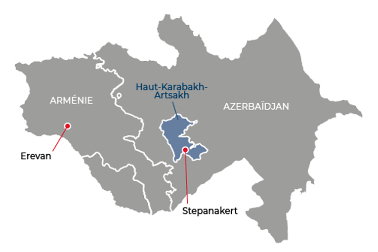 Carte de la région Arménie-Azerbaidjan