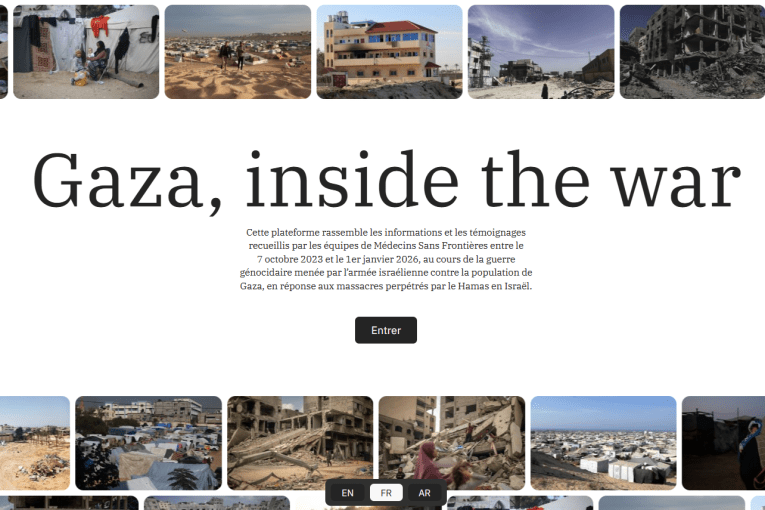 La page d'accueil du site internet Gaza Inside The War