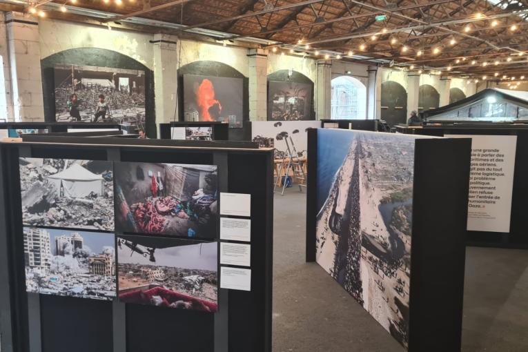 Aperçu de l'exposition de photo "We did what we could" sur Gaza à Bordeaux. 