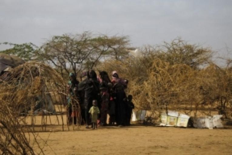 Réfugiés Somaliens dans un camp de fortune en périphérie du camp de Dagahaley Dadaab Kenya.