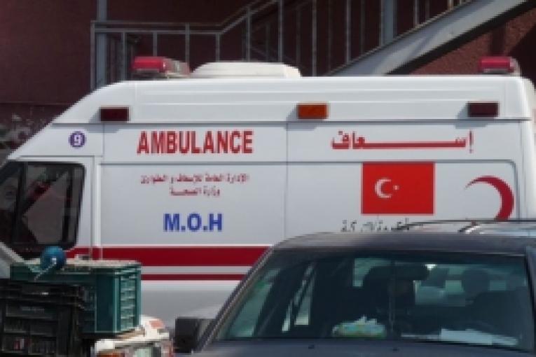 Une ambulance du ministère de la Santé dans les rues de Gaza