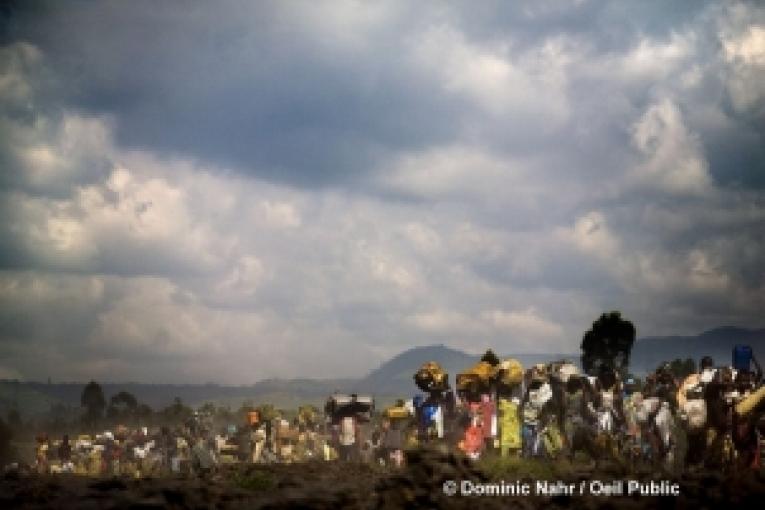 27 octobre 2008. Plus de 25 000 déplacés poussés à fuir de nouveau en raison des combats autour de Kibumba entre Rutshuru et Goma.