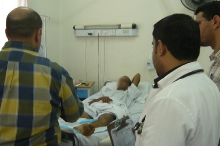 Blessé syrien qui a été opéré dans l'hôpital d'Amman