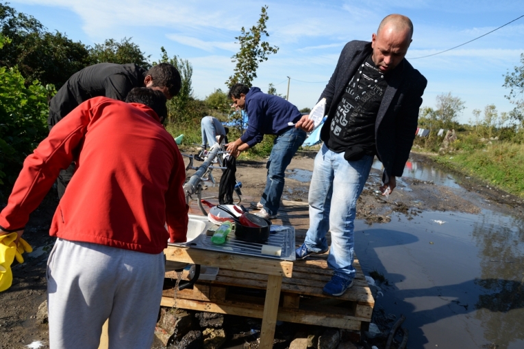 Dans "la Jungle" de Calais le 29 septembre 2015.