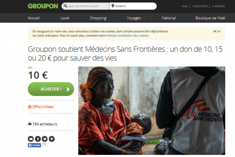 écran groupon pour campagne MSF 2014