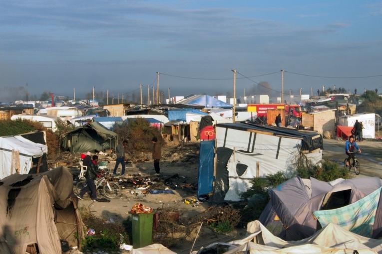 La Jungle de Calais lors de son démantèlement en octobre 2016.
