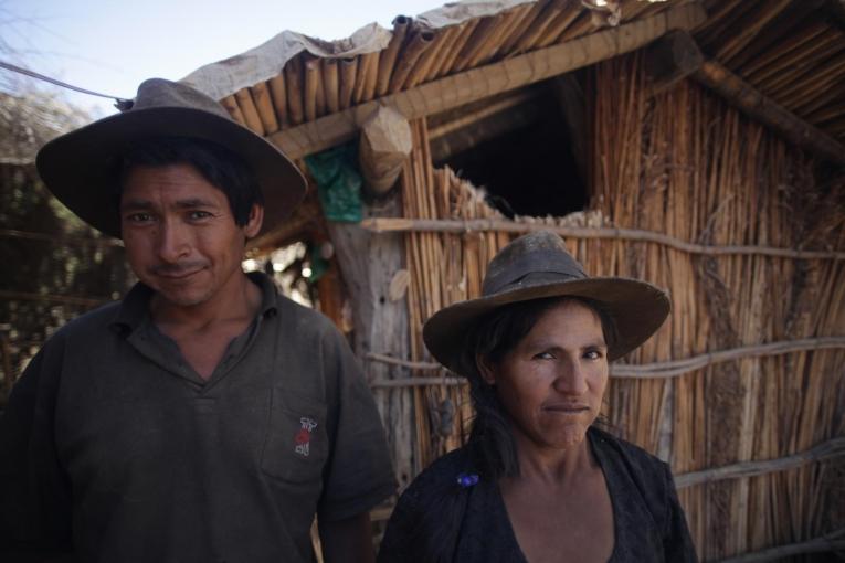 Projet MSF de lutte contre la maladie de Chagas en Bolivie. Près de Aiquile, une maison vient d'être traitée contre les vinchucas, des insectes vecteurs de la maladie.