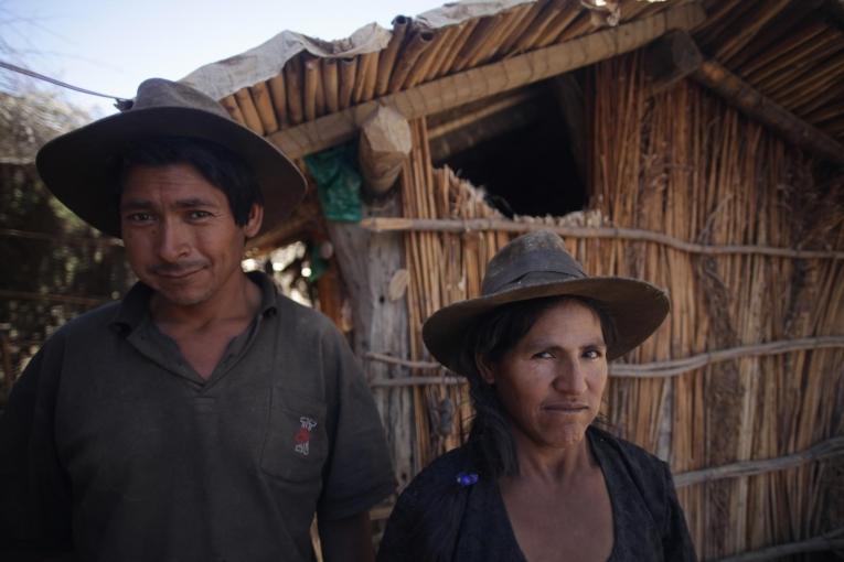 Projet MSF de lutte contre la maladie de Chagas en Bolivie. Près de Aiquile, une maison vient d'être traitée contre les vinchucas, des insectes vecteurs de la maladie. 