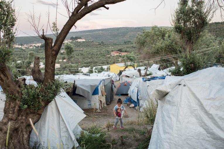 Camp de Moria sur l'île de Lesbos. Grèce. 2018.