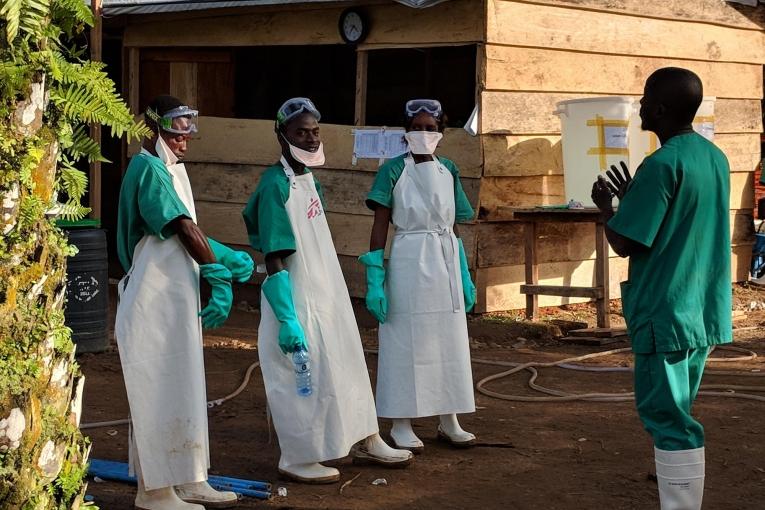 Des hygiénistes MSF lors d'une formation. Nord-Kivu. République démocratique du Congo. 2018.
