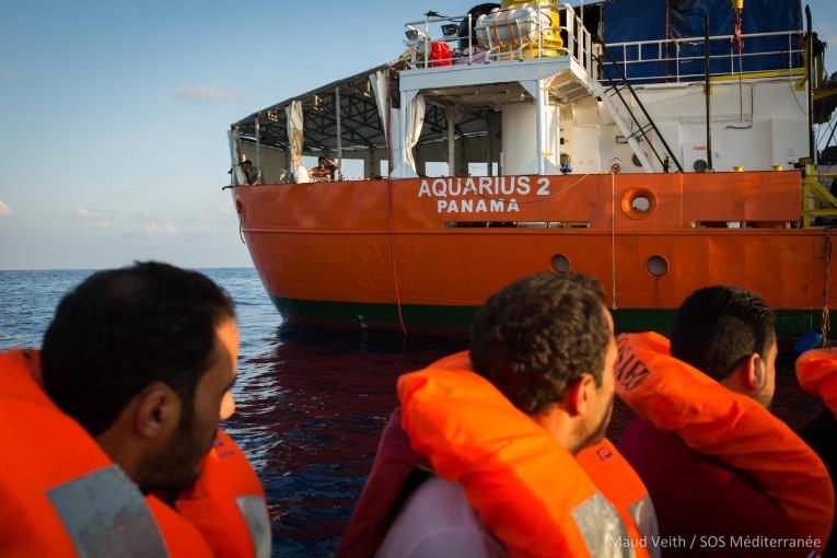 Opération de recherche et de sauvetage menée par l'Aquarius. Méditerranée. Septembre. 2018.