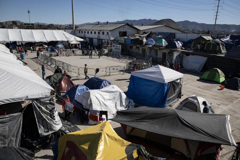 Campement de migrants dans la ville de Tijuana. Mexique. 2018.