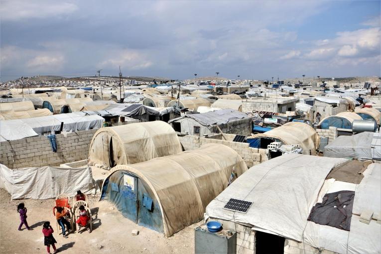 Vue du campement d'Abo Obeidah à Deir Hassan. Mars 2020. Syrie.