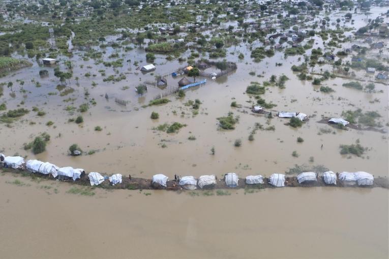 Vue aérienne des inondations qui touchent la région du Grand Pibor, au Soudan du Sud. Pibor, octobre 2020.