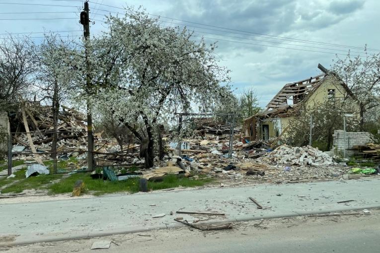 Maisons détruites à Chernihiv
