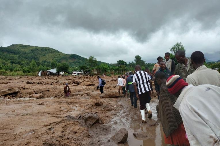 Un village détruit par le cyclone Freddy dans la région de Chiradzulu. Malawi. 12 mars 2023.