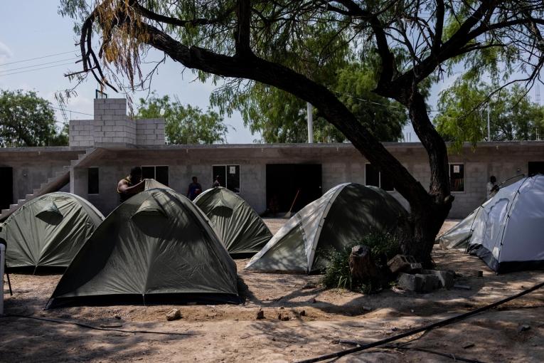 Vue d'un site informel de migrants à Reynosa au Mexique. 2022.