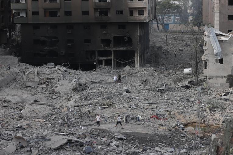 Bâtiments détruits par les bombardements dans la bande de Gaza, 10 octobre 2023