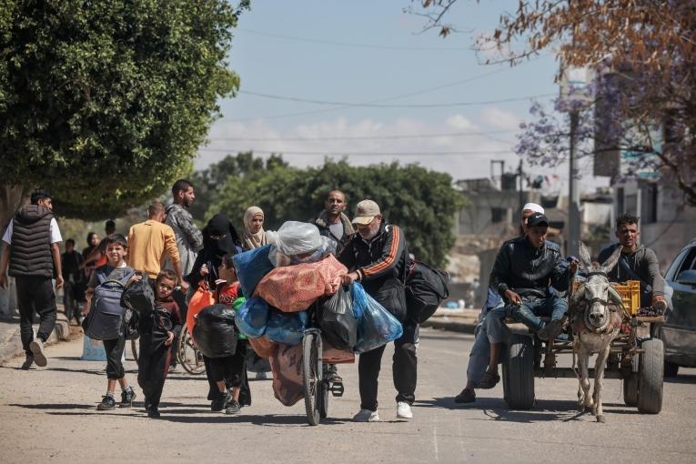 Palestiniens deplaces a Rafah