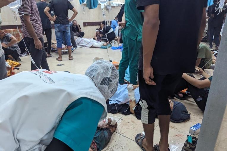 De nombreux blessés palestiniens sont pris en charge à l'hôpital Al-Aqsa