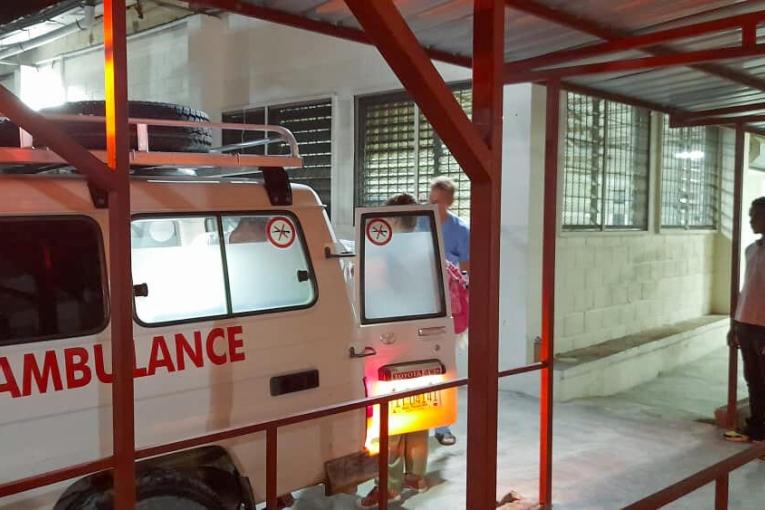 Une ambulance arrive à l'hôpital MSF de Carrefour, 14 septembre 2024.