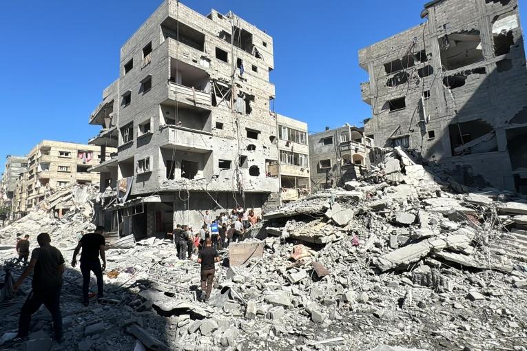 Destructions dans le nord de Gaza après des bombardements.