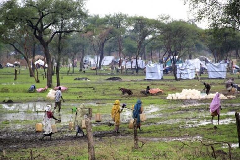 Le camp de réfugiés de Jamam inondé.