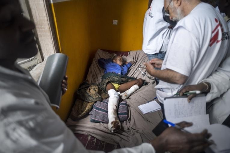 Eden 9 ans est l'un des 60 blessés graves pris en charge dans l'hôpital Virunga à Goma.