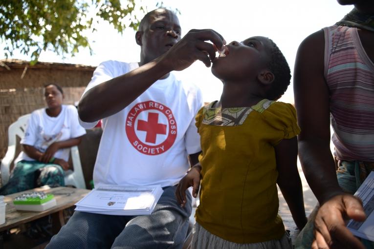 Vaccination sur le site de Sombi Chiguma island.