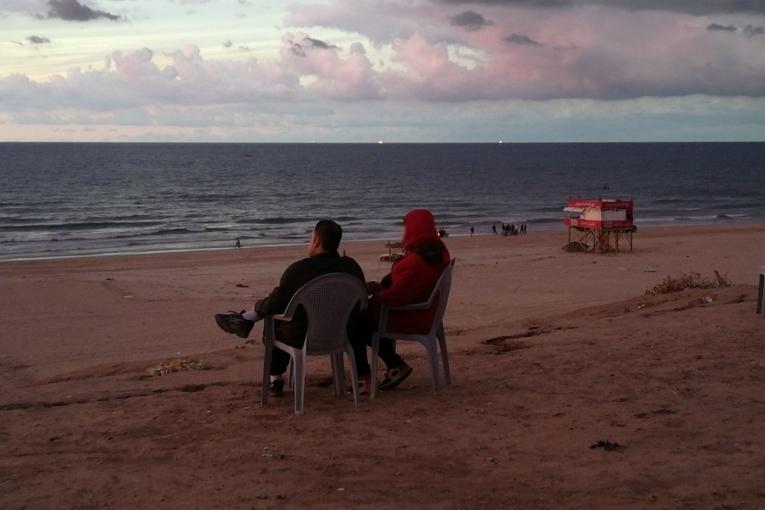 Le coucher du soleil à Gaza