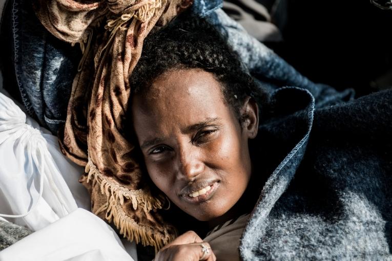 Agnes maman érythréenne recueillie par le My Phoenix en juin 2015.