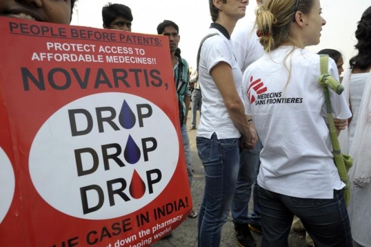 Une manifestation contre Novartis à Bombay en Inde.