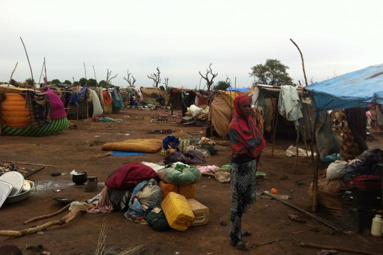 Sido Tchad  Site de regroupement de réfugiés centrafricains après la première pluie.
