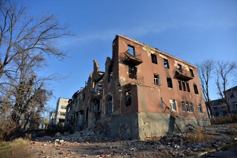 L'hôpital psychiatrique détruit de Semenovka près de Slavyansk dans la région de Donetsk en novembre 2014.
