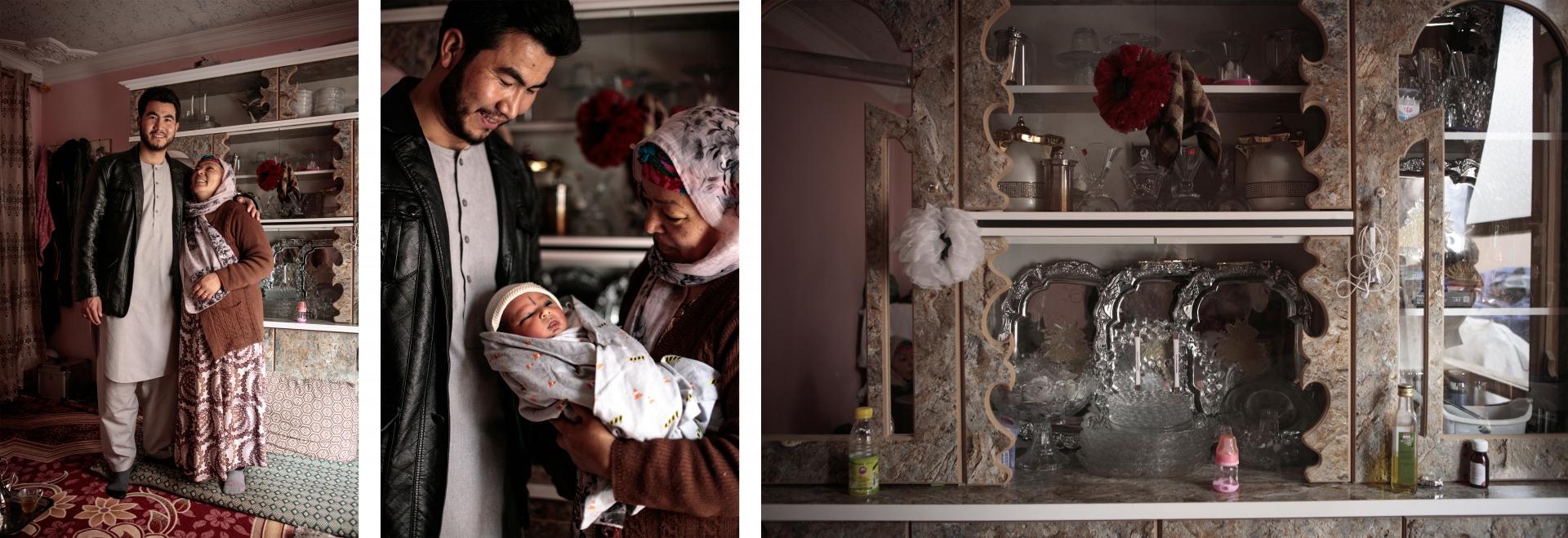 Marzia et Mohamad Jawad se sont mariés l’année dernière, ils sont cousins. Les noces ont été célébrées dans un wedding hall, un salon de mariage. Il y avait 1 500 invités, c’est la moyenne en Afghanistan. Dans la vitrine du meuble de leur chambre, la vaisselle et les divers cadeaux de mariage trônent. 