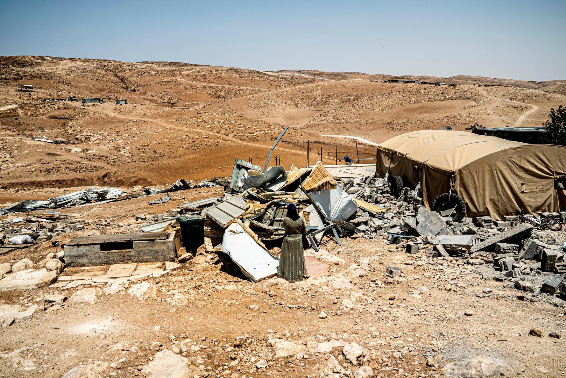 Destructions dans la région de Masafer Yatta, au sud d'Hébron. Cisjordanie, août 2022.