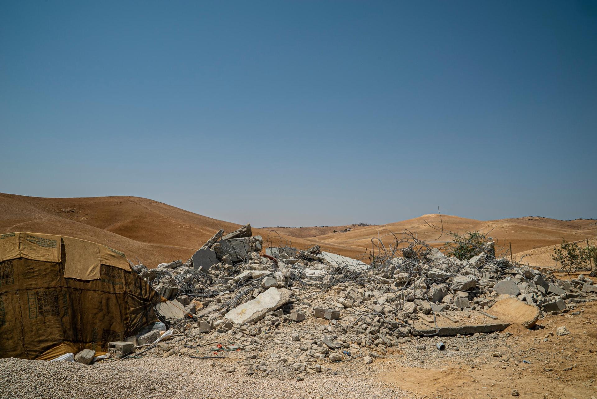Destructions dans la région de Masafer Yatta, au sud d'Hébron. Cisjordanie, août 2022.