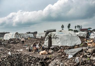 Vue du camp de personnes déplacées de Bulengo, situé en périphérie de Goma. 12 février 2025.