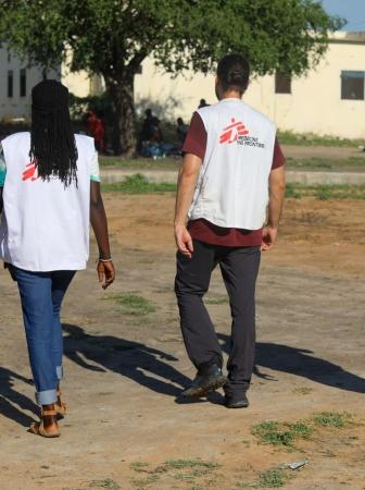 MSF medical staff walking in Renk Civil Hospital