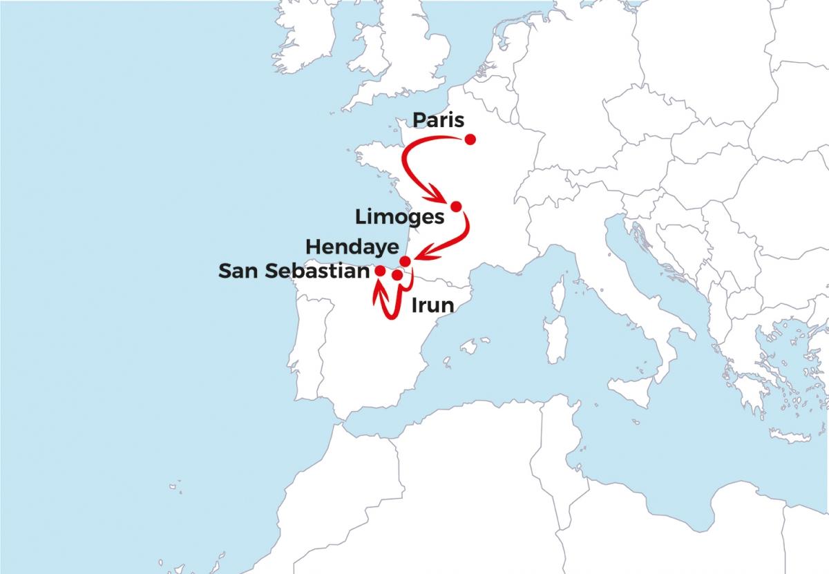 Troisième partie du voyage d'Asad depuis Paris jusqu'à San Sebastian.
 © MSF - Janvier 2019
