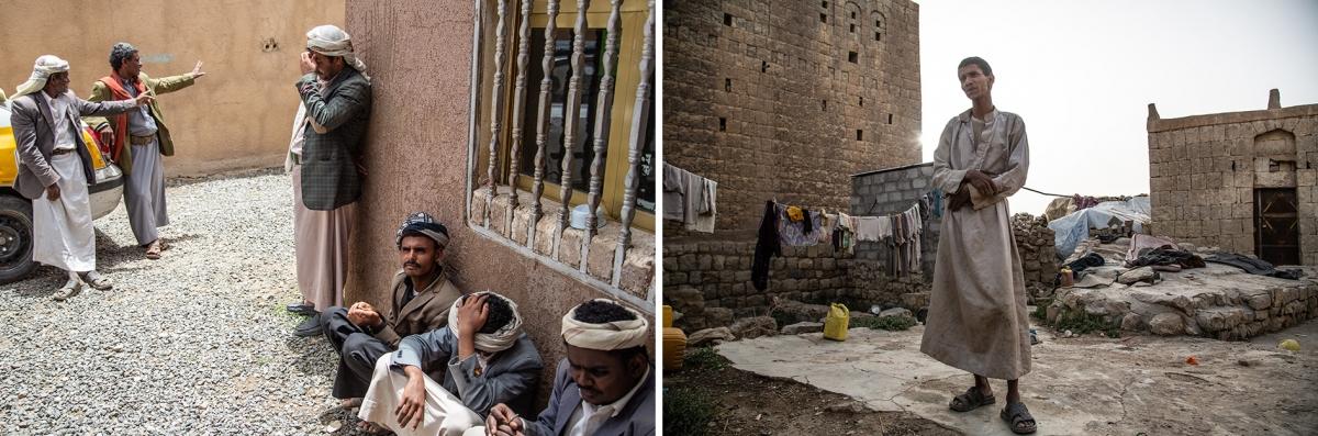 (gauche) La famille de Tareq (gauche) et celle d'Ahmad (droite) sont toutes les deux arrivées à Khamer au printemps 2019, à la suite de violents combats dans le district de Kuchar où elles vivaient. Le fils de Tareq est décédé avant que la famille ait le temps de fuir, faute d'accès à son traitement médical.
© Agnes Varraine-Leca/MSF